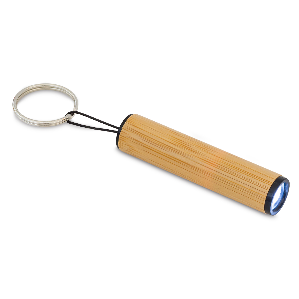 R02319.13 - Pelak bamboo pen and torch keychain in a gift box, beige 