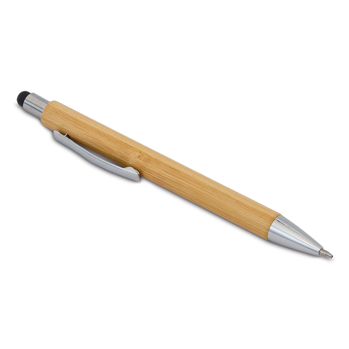 R02319.13 - Pelak bamboo pen and torch keychain in a gift box, beige 