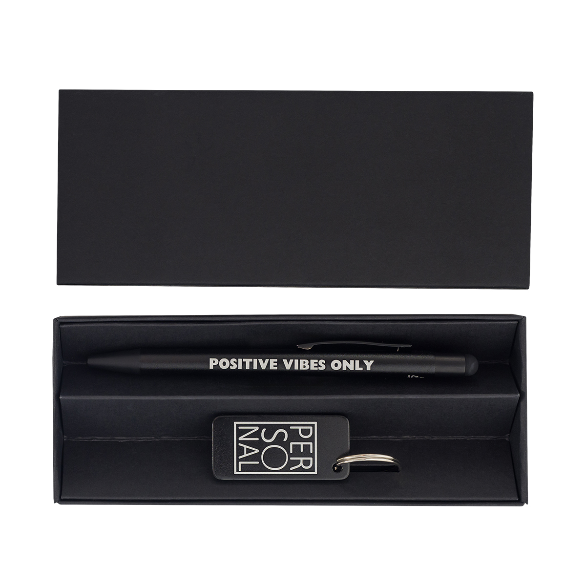 R02326.02 - Couple pen and keychain gift set, black 