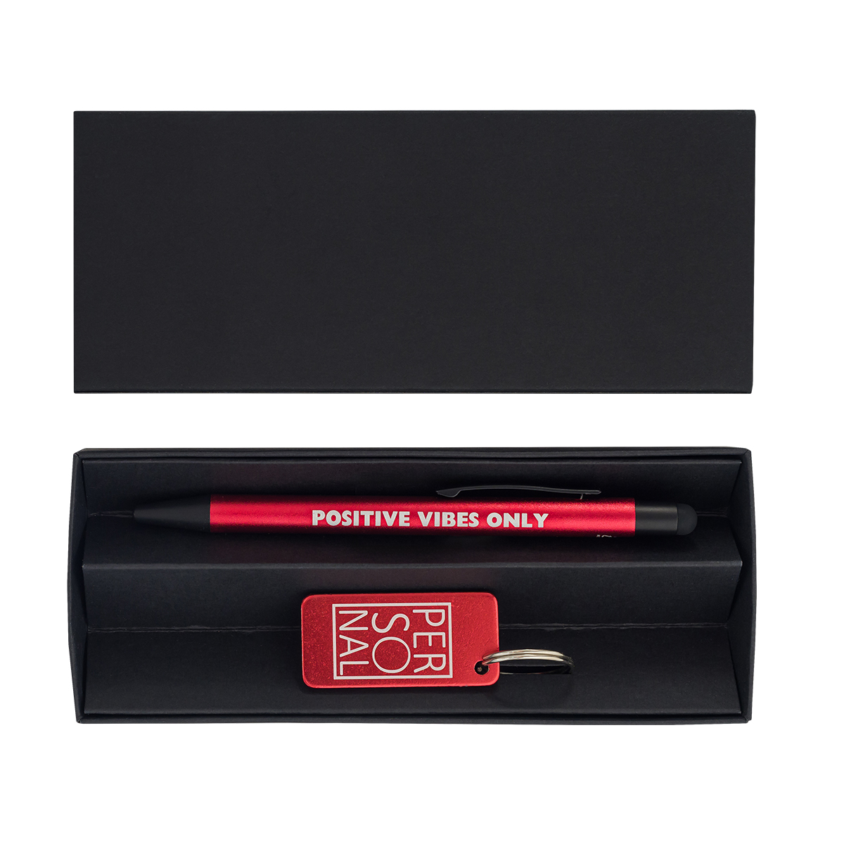R02326.08 - Couple pen and keychain gift set, red 