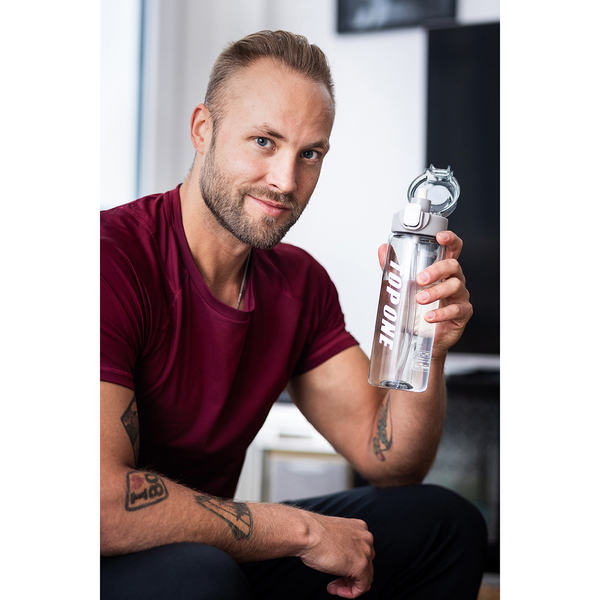 R08102.21 - 800 ml Amad water bottle with straw, grey 