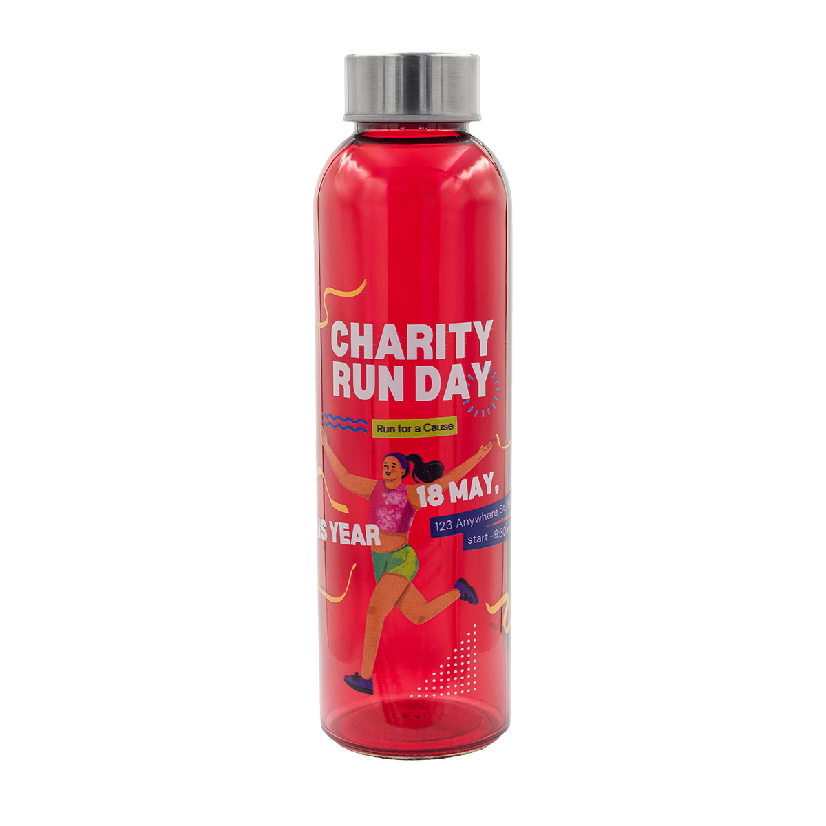 R08176.08 - 500 ml Aqua Kuba colour glass bottle, red 