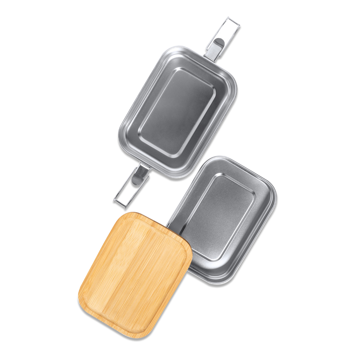 R08209.01 - 1000 ml Alcora double lunch box, silver 