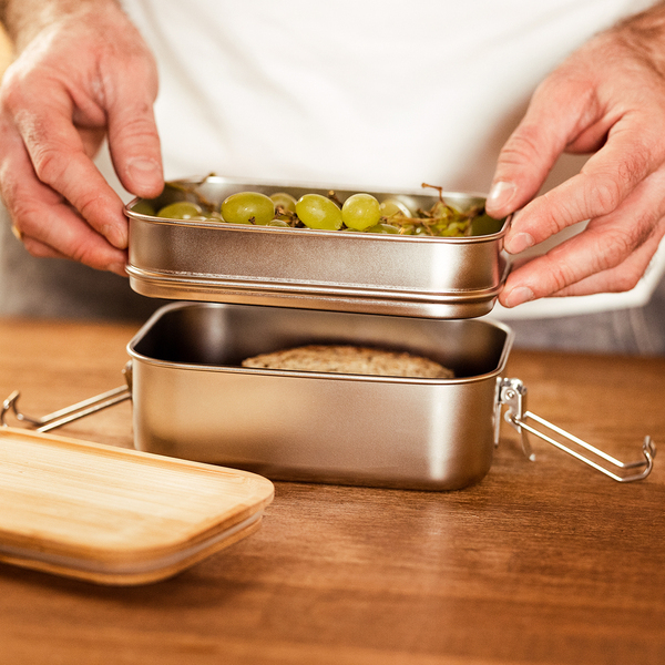 R08209.01.O - 1000 ml Alcora double lunch box, silver 