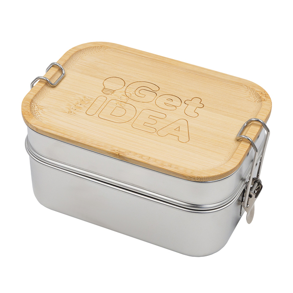 R08209.01.O - 1000 ml Alcora double lunch box, silver 