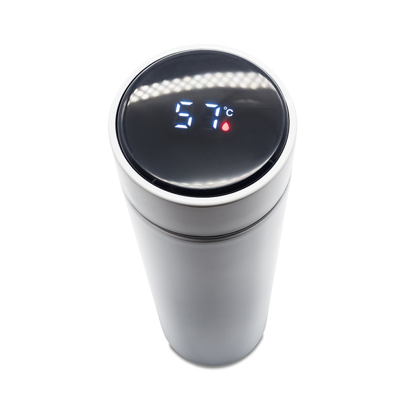 R08257.06 - 420 ml Falco thermal mug with thermometer, white 