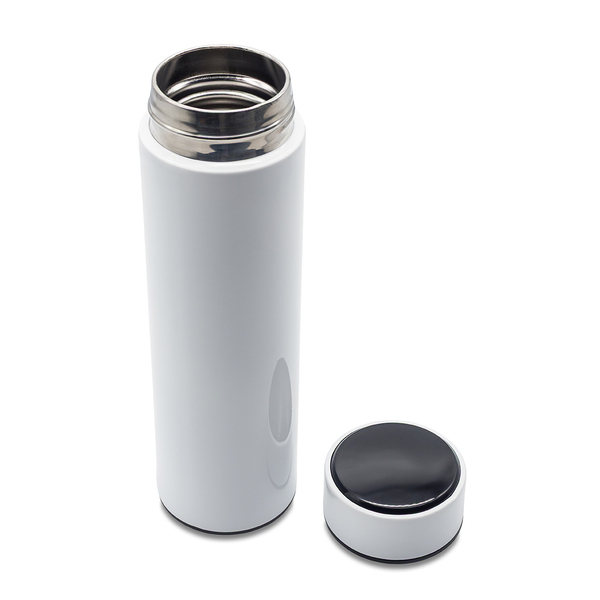 R08257.06 - 420 ml Falco thermal mug with thermometer, white