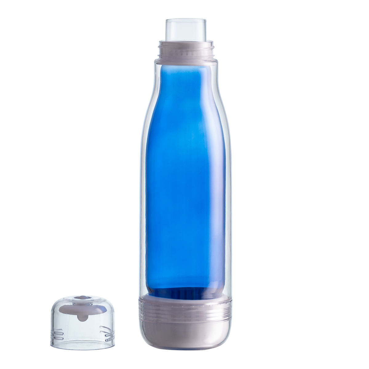R08269.04 - 520 ml Smart glass bottle with outer tritan wall, blue 