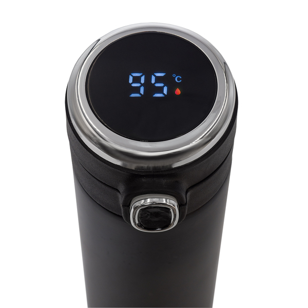 R08438.02 - 420 ml Bounce thermal mug with thermometer, black 