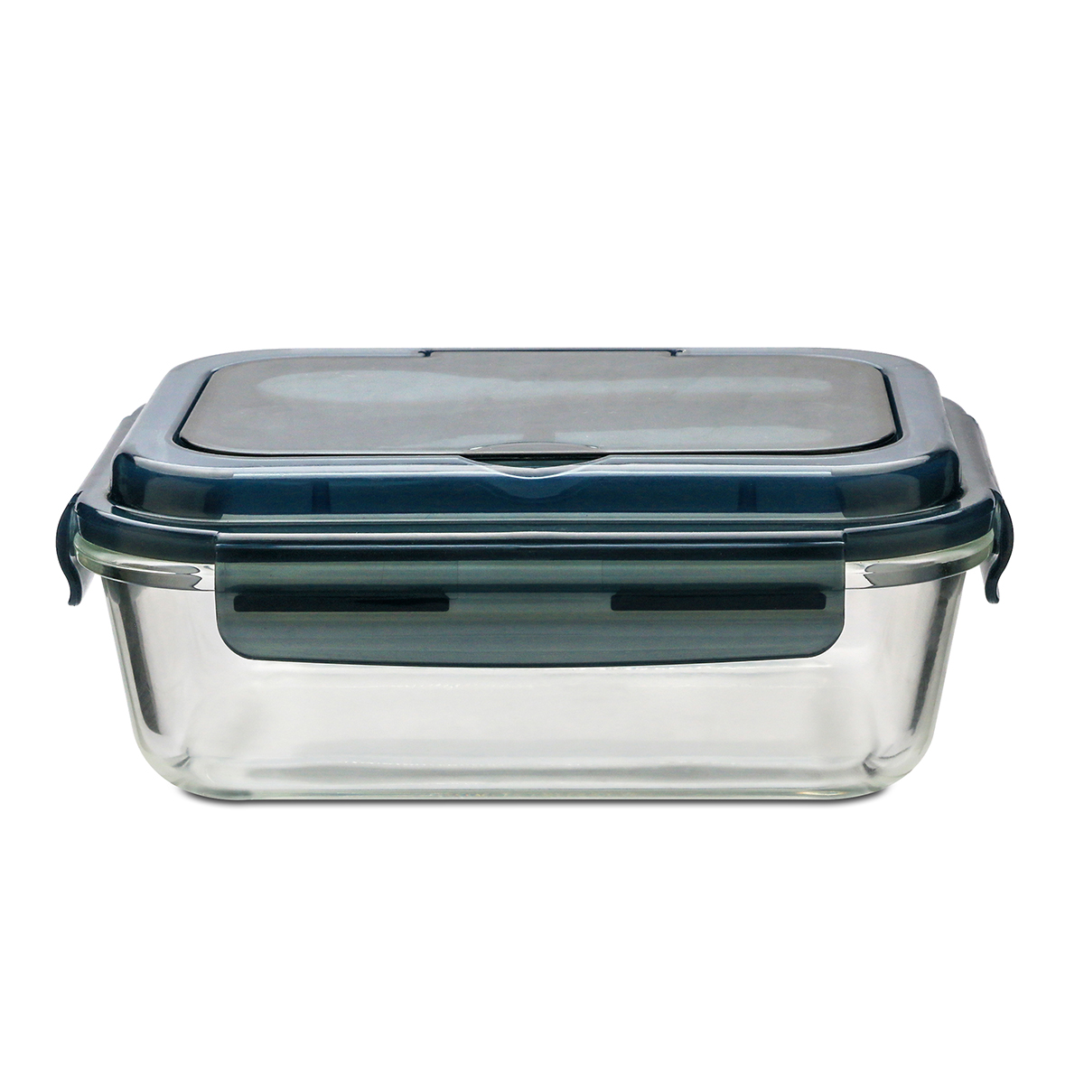 R08444.02 - 1000 ml Lagos glass lunch box with cutlery, black 