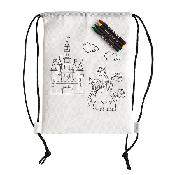 R08690.06 - White Line backpack with crayons, white 
