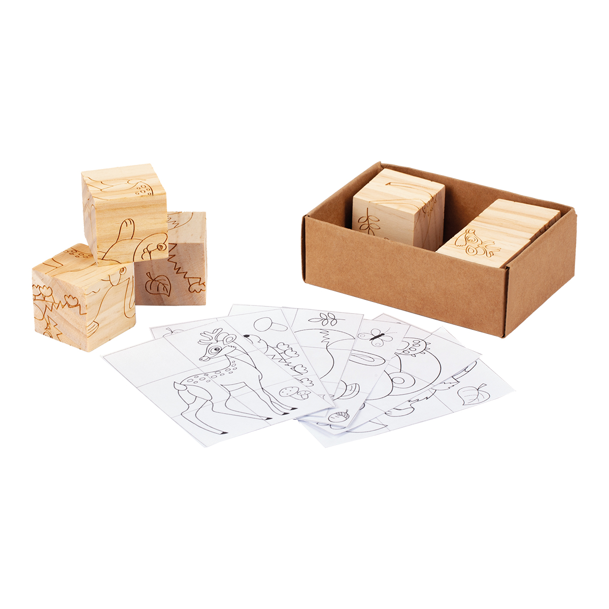 R08834.13 - Animal World wooden blocks, beige 