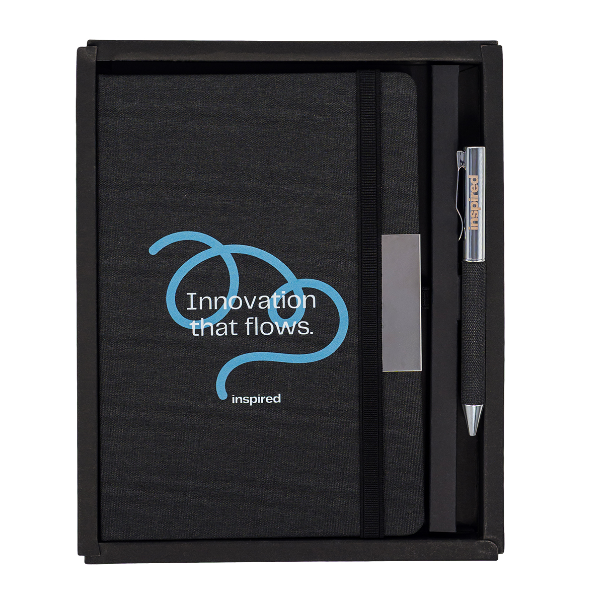 R17018.02 - Plata RPET Notebook & Pen Gift Set, black 