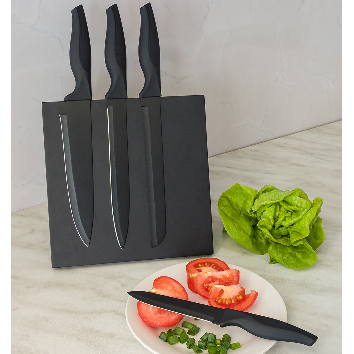 R17166.02 - Akita set of knives on a magnetic block, black 