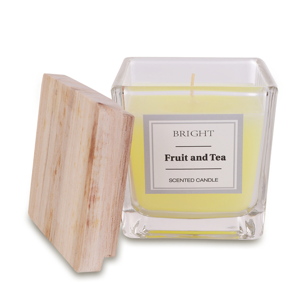 R17439.06.A - Alcamo scented candle with wooden lid, colorless 