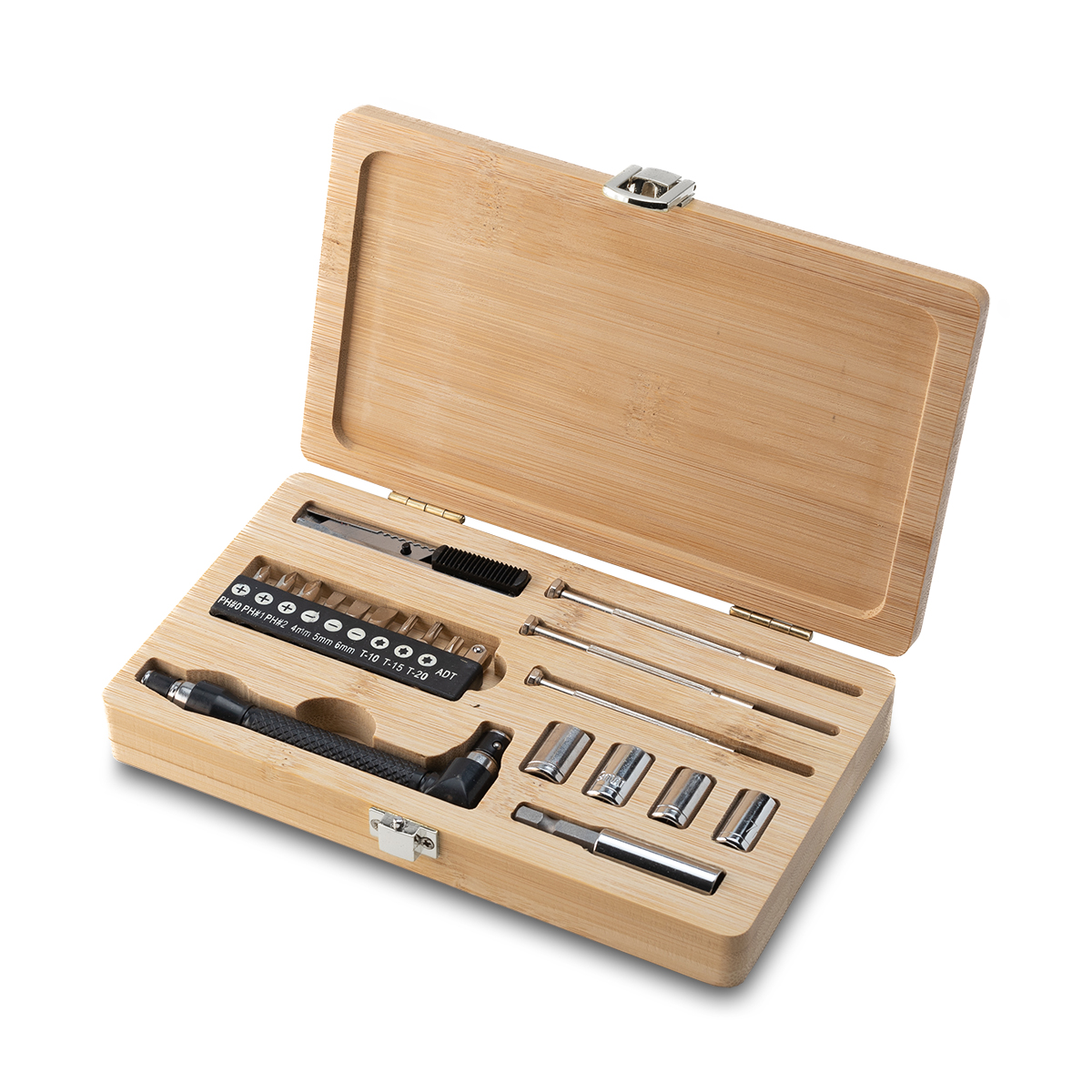 R17489.10 - Pattaya tool set in a bamboo box, brown 