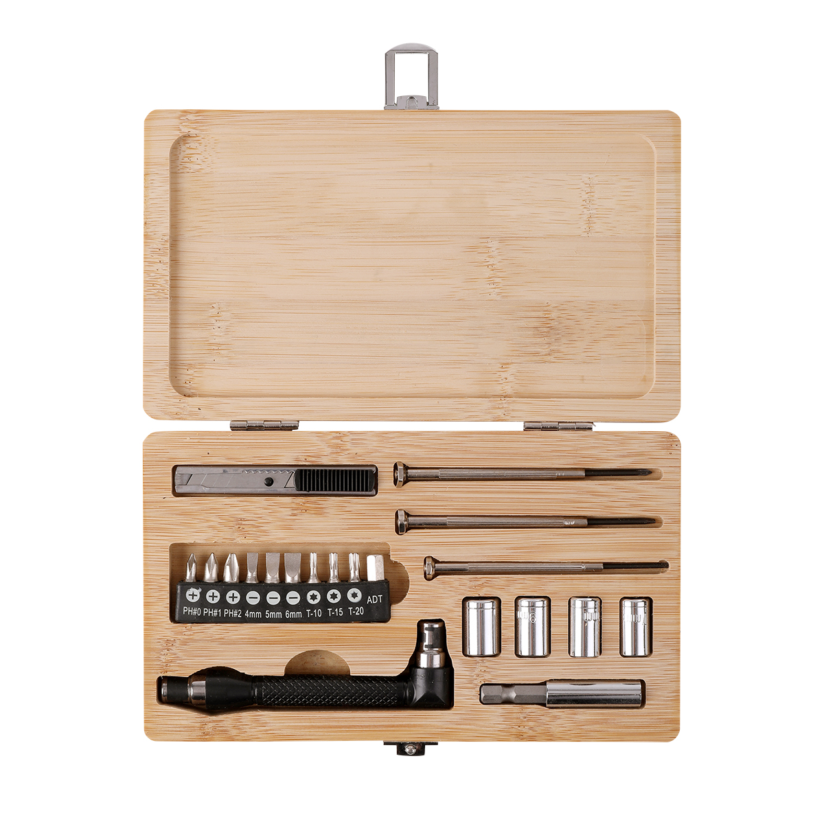 R17489.10 - Pattaya tool set in a bamboo box, brown 