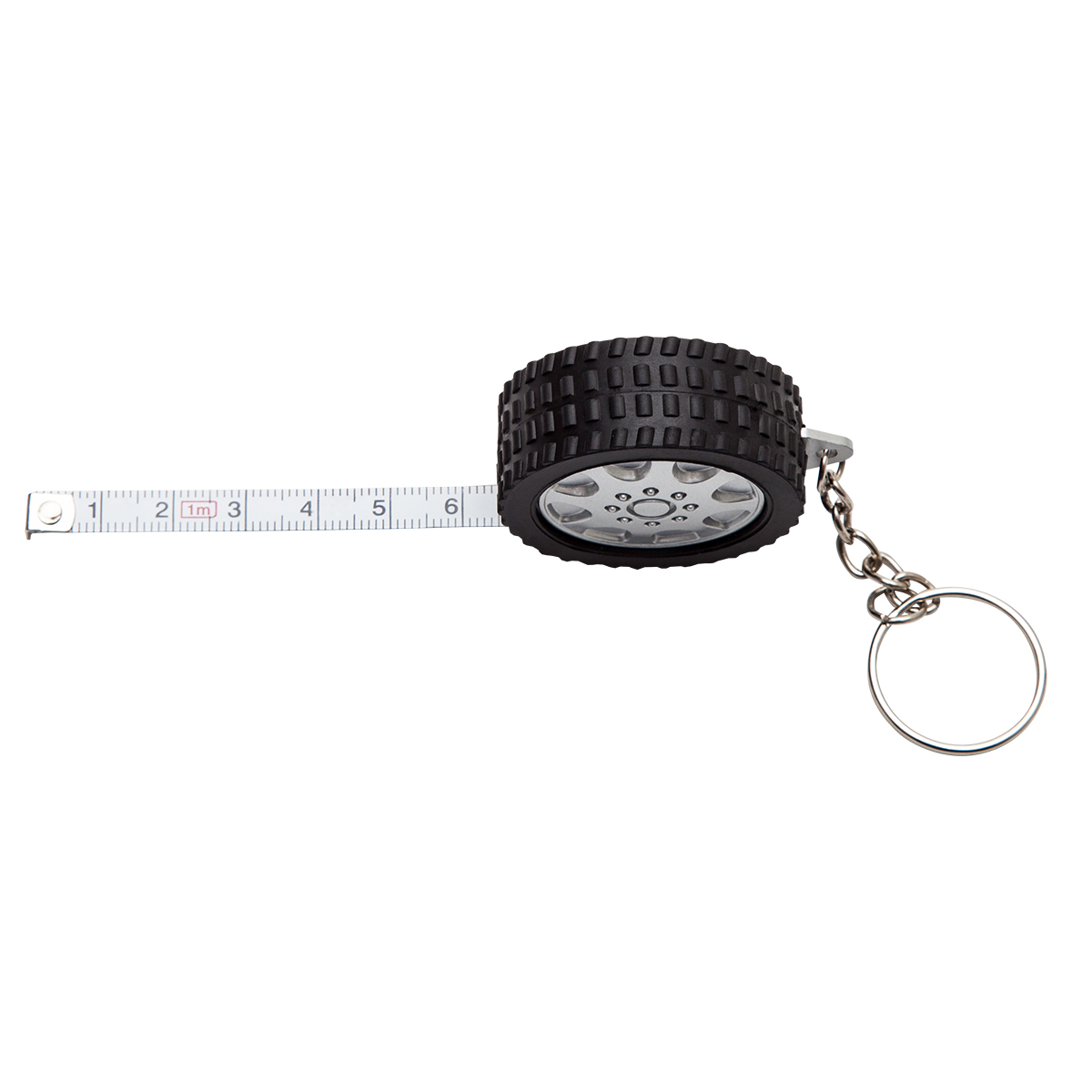 R17617 - Keyring with 1 m tape measure, black/silver 