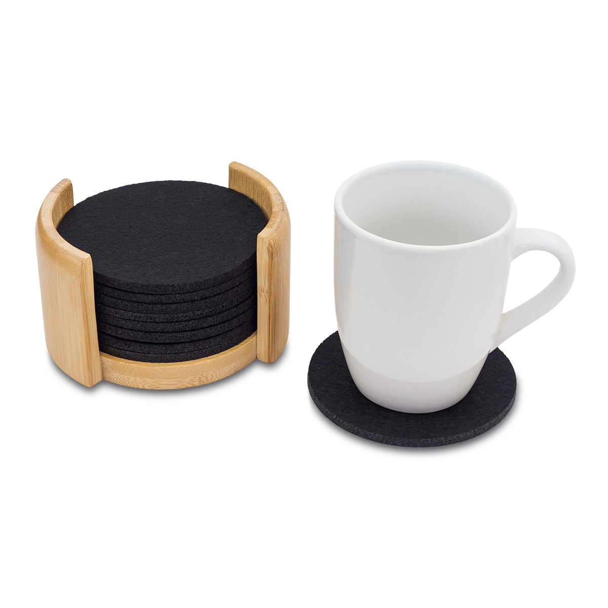 R17685.02 - Mazzo RPET felt coaster set, black 