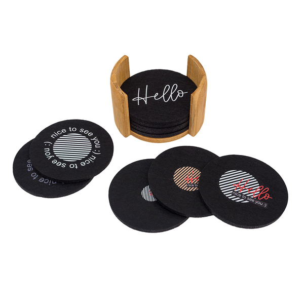 R17685.02 - Mazzo RPET felt coaster set, black 