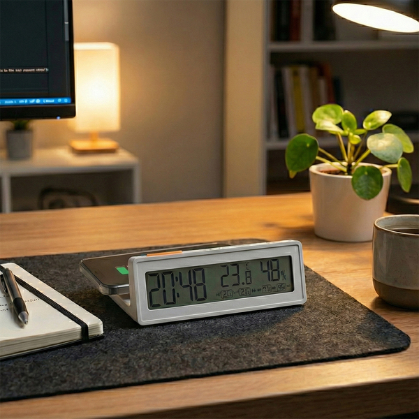 R22126.06 - Interio wireless charger with weather station, white