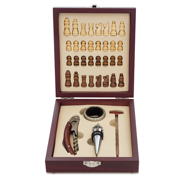 R22552.A - Sublime chess and wine set, brown 