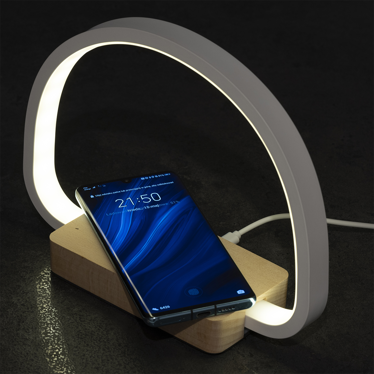 R50163.13 - Harbour wireless charger with lamp, beige 