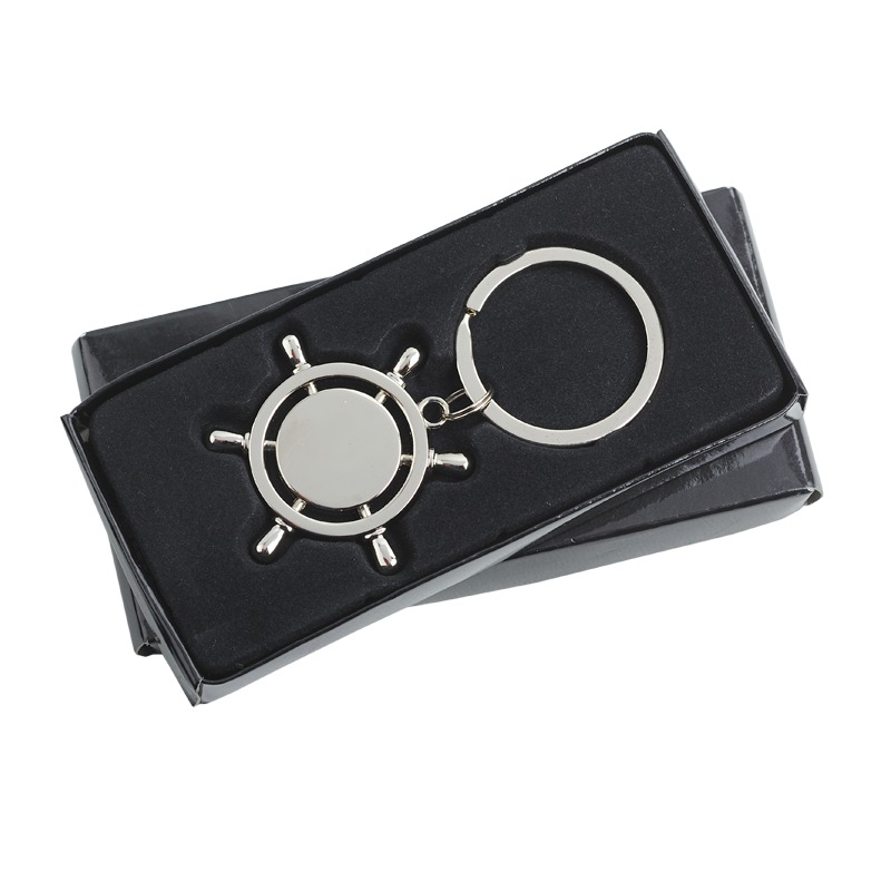 R73213 - Steering Wheel metal keyring, silver 