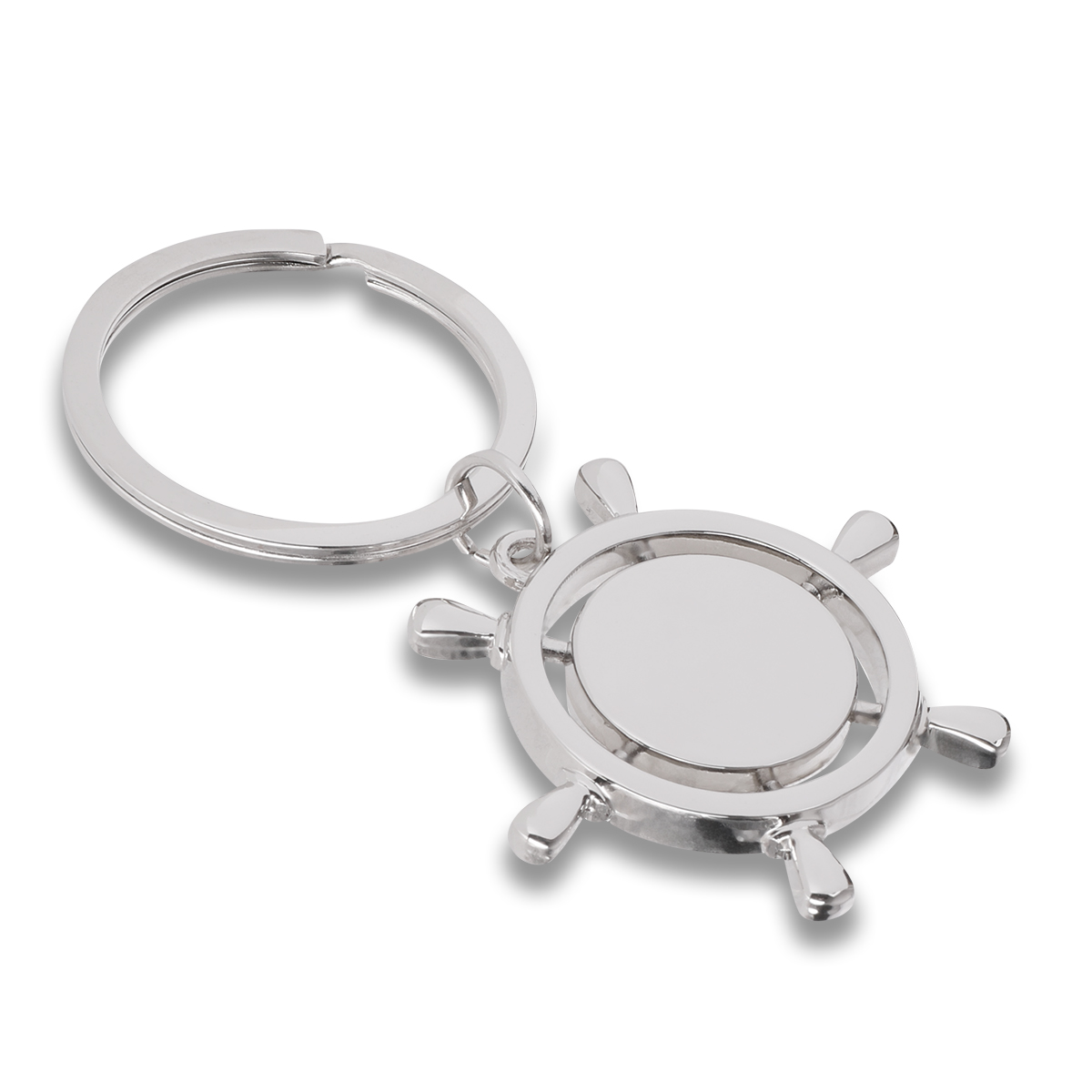 R73213 - Steering Wheel metal keyring, silver 