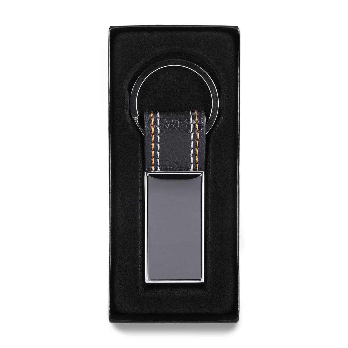 R73214 - Denim keyring, silver 