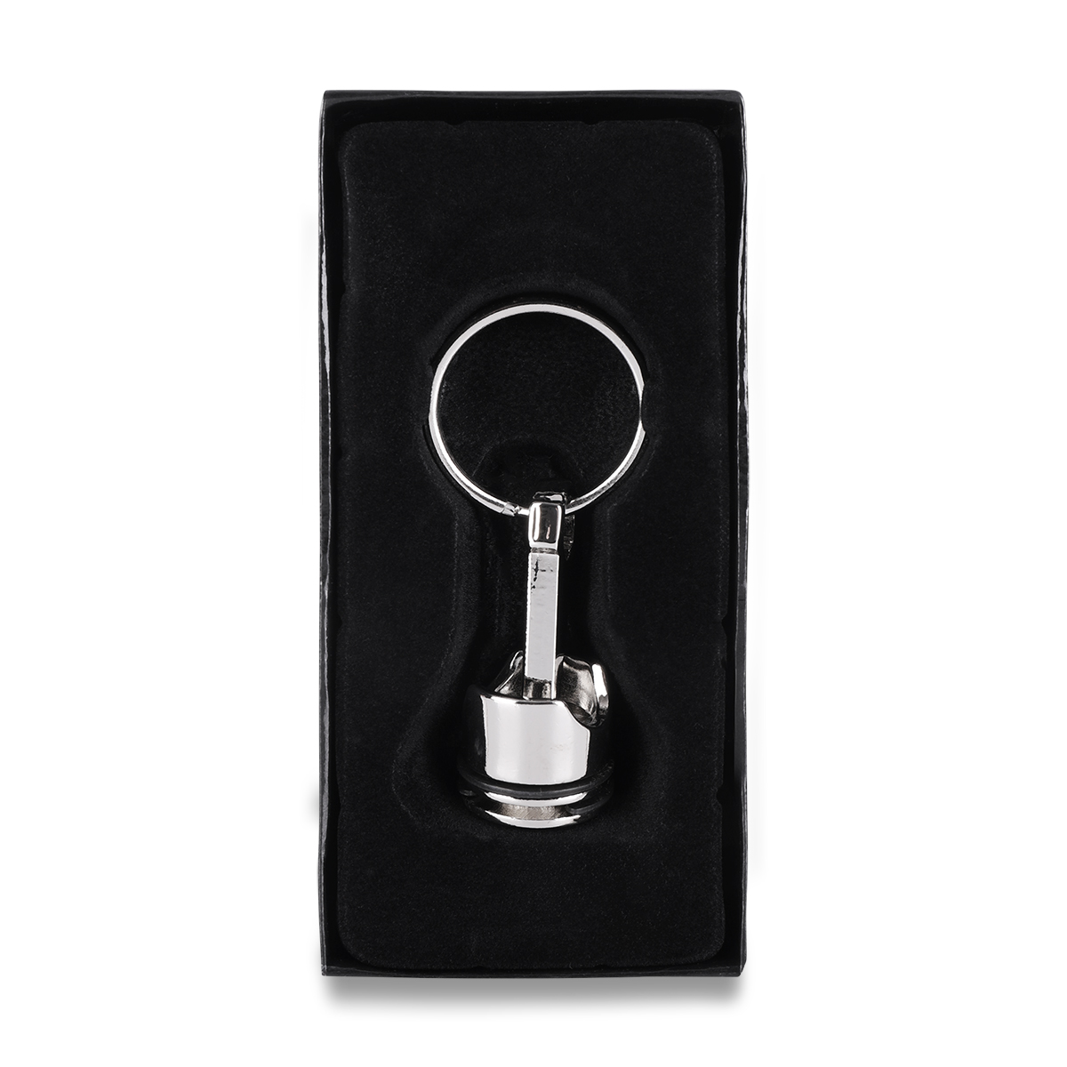 R73225 - Piston metal keyring, silver 