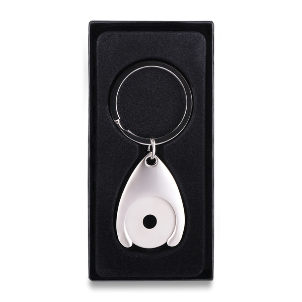 R73269 - Disc token metal keyring, silver 