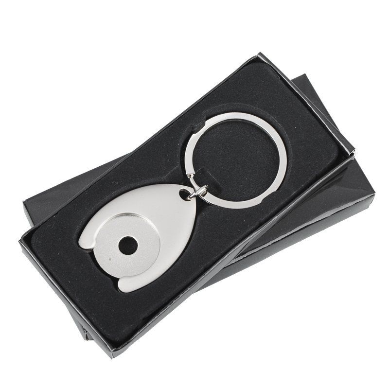 R73269 - Disc token metal keyring, silver 