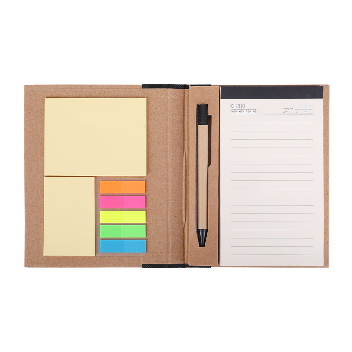 R73661.02 - Kraft Paper notepad with memo set, black/beige 