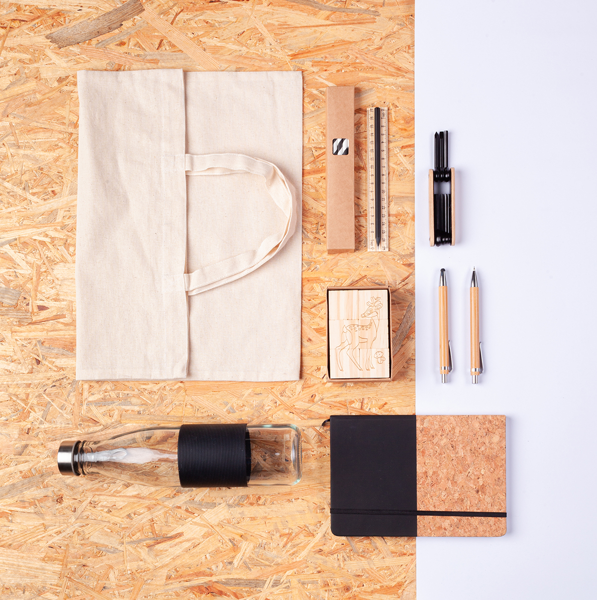 R73761.13 - Simple pencil and ruler set, beige 