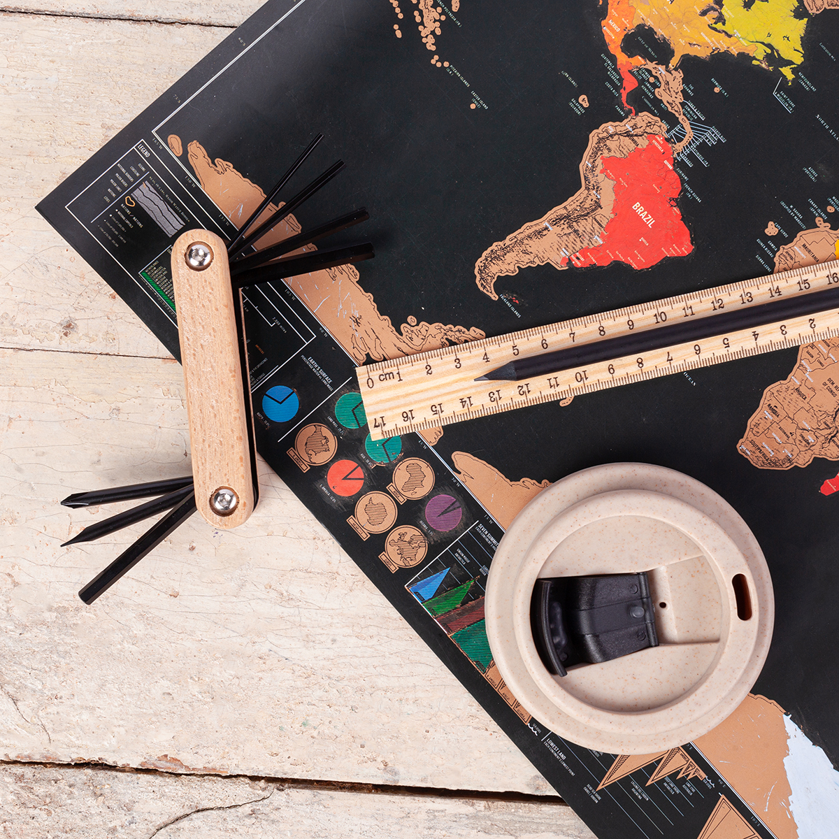 R73761.13 - Simple pencil and ruler set, beige 