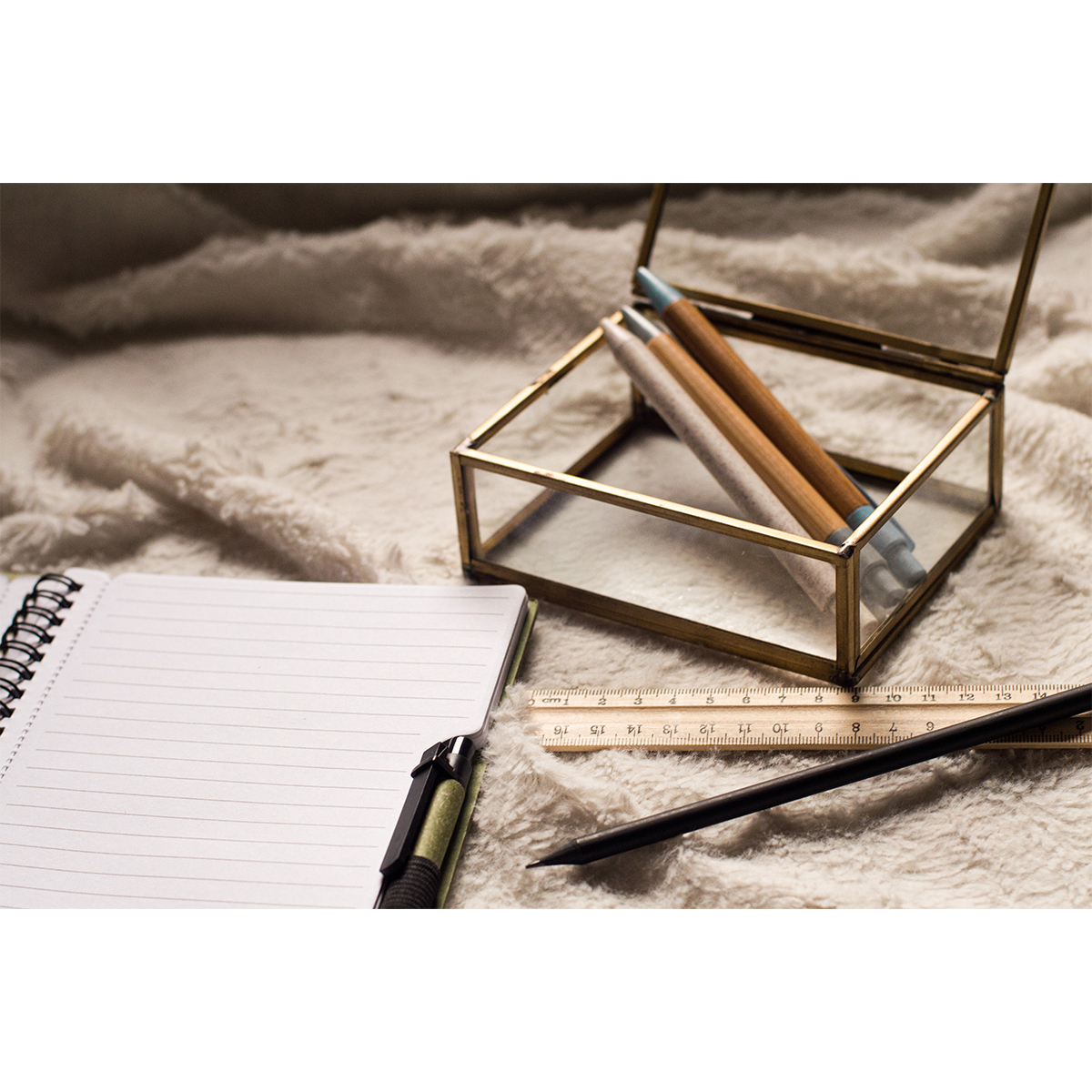 R73761.13 - Simple pencil and ruler set, beige 