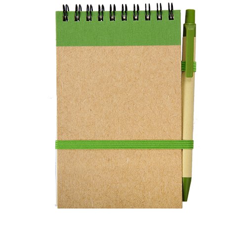 R73795.05 - Kraft notepad with ballpen, green/beige 