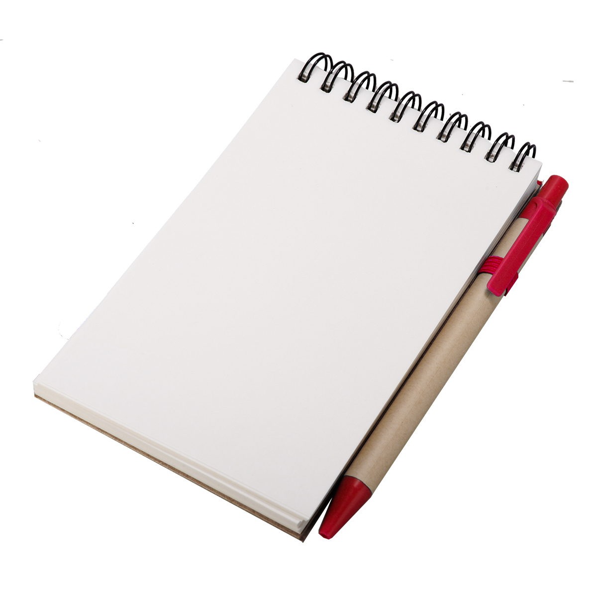 R73795.08 - Kraft notepad with ballpen, red/beige 
