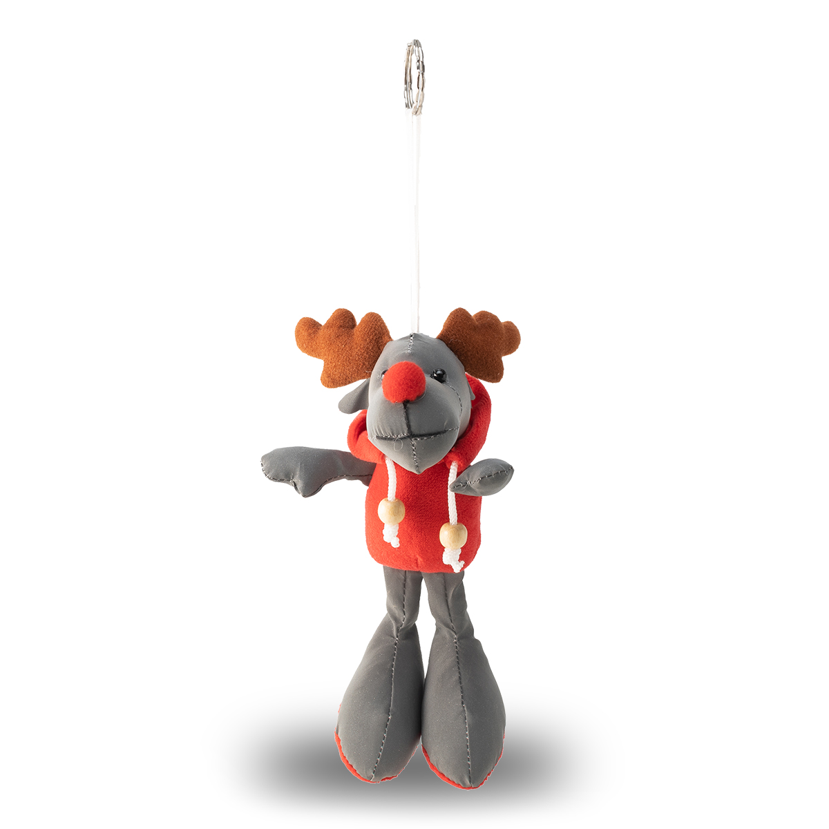 R73839 - Reindeer keyring, grey/red 