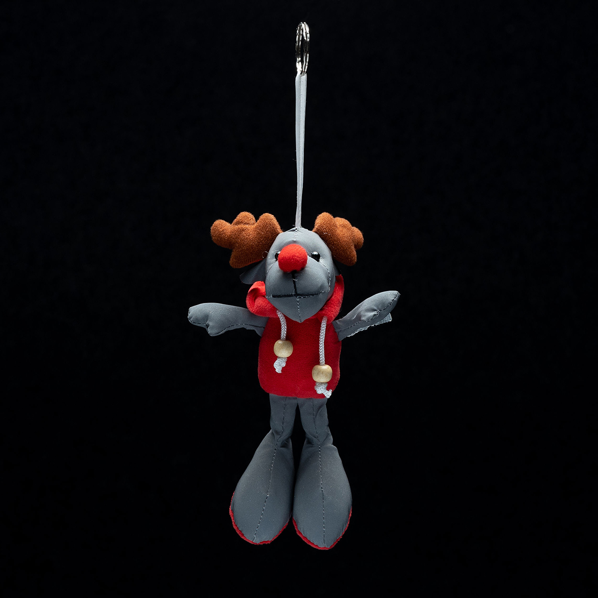 R73839 - Reindeer keyring, grey/red 