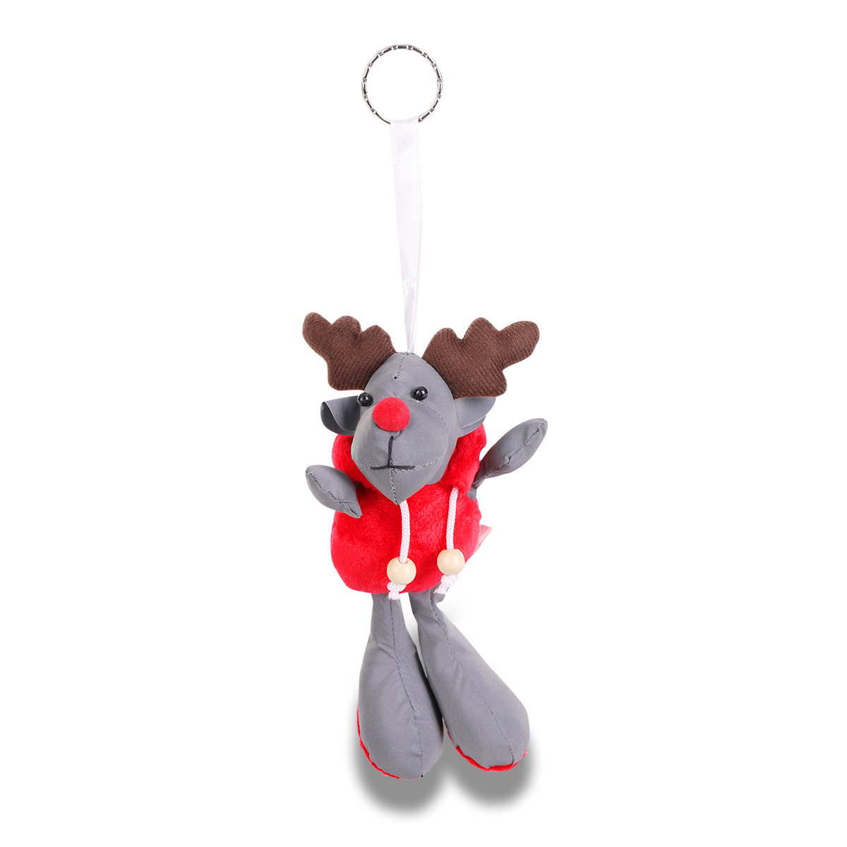 R73839 - Reindeer keyring, grey/red 