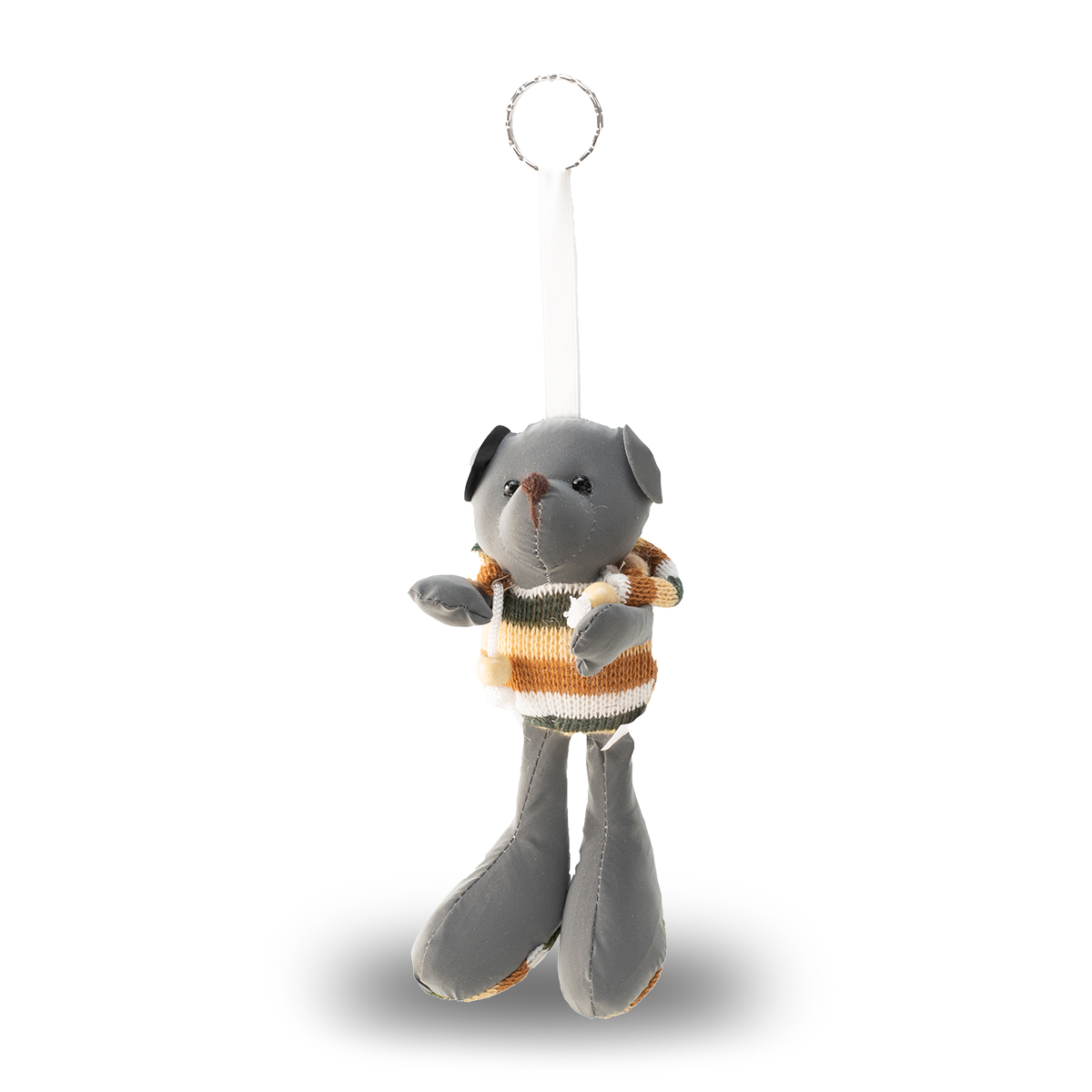 R73840 - Teddy reflective keyring, grey 