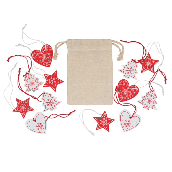 X91023.13 - Set of wooden Christmas decorations, beige 