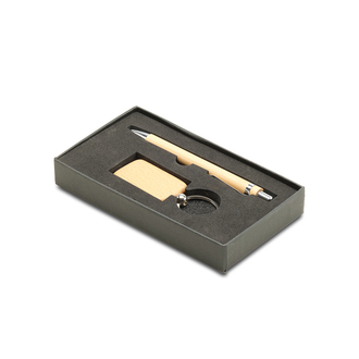 R02310 - Ovar keyring and ballpen set, brown 