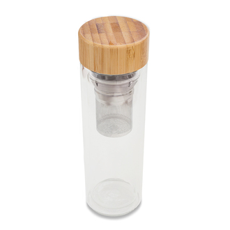 R08234 - 420 ml Celle glass bottle with infuser, colorless 