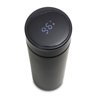 R08257 - 420 ml Falco vacuum mug with thermometer, black 