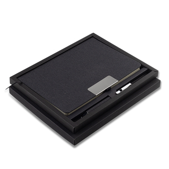 R17018 - Plata RPET Notebook & Pen Gift Set, black 