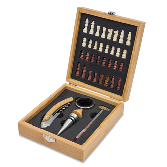 R22553 - Abruzzo chess and wine set, beige 