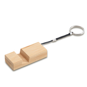 R22828 - Bamboo keyring with phone stand., beige 